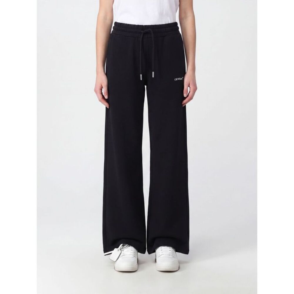 Off-White Women Off-White Wide-Leg Cotton Jogging Trousers With Logo